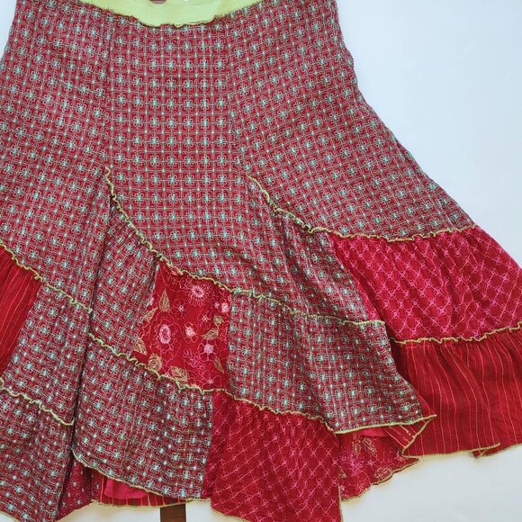 Johnny Was Boho Tiered Floral Patchwork Midi Skirt Flowy Hippie Size Small - Picture 7 of 14